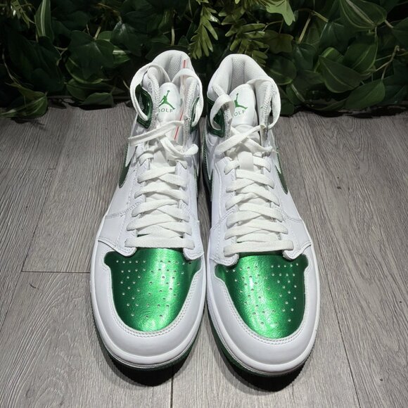 Nike Air Jordan 1 High G Pine Green Metallic White Mens Size 10 Golf Shoes New main image 4